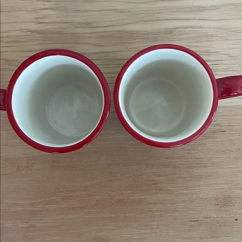 Vintage Santa & His Reindeer Williams Sonoma 2011 Ceramic Mugs